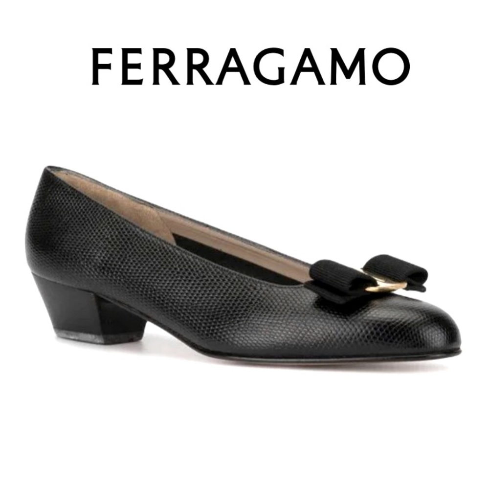 Salvatore Ferragamo Vara Bow Lizard Pumps